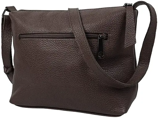 Женская кожаная наплечная сумка Borsacomoda темно-коричневая sum0028737 - фото 5