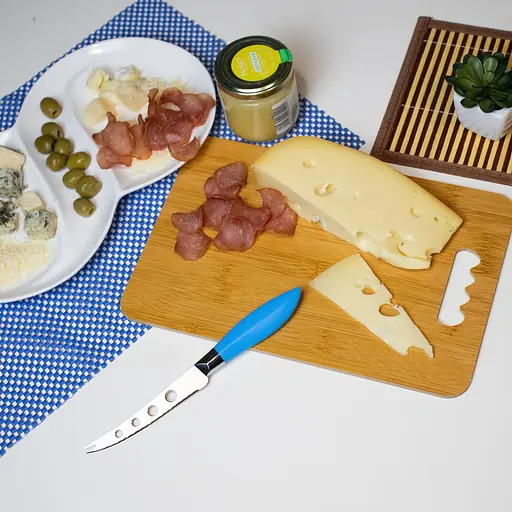 Нож для сыра с пластиковой ручкой L 21.5 см лезвие 11 см, Kitchen Master Голубой 86151 - фото 3