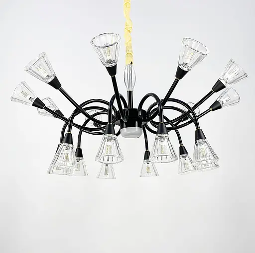 Подвесной светильник с закрученными рожками в черном каркасе Line.F H 9866/10+10 BK - фото 7