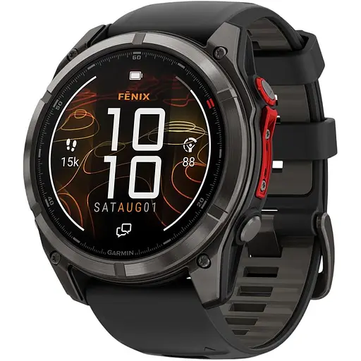 Смарт-часы Garmin Fenix 8 Pro MicroLED Sapphire 51 мм Carbon Gray DLC Titanium with Black/Pebble Gray Silicone Band 010-03380-01 (145037)