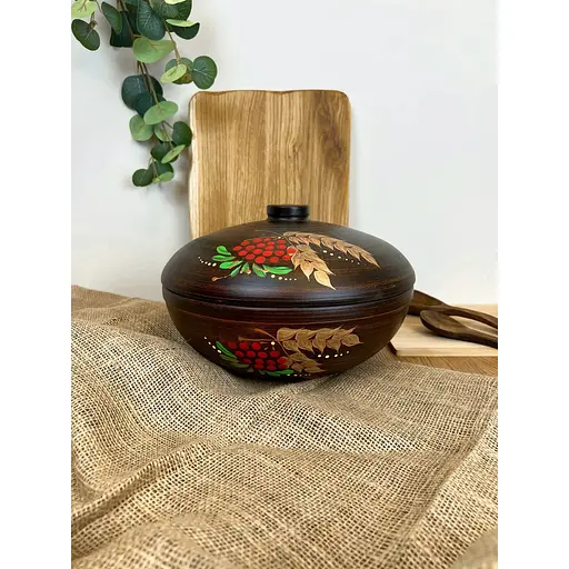 Каструля для плова с крышкой 3 литра керамический (глиняный) резной Золотой Колосок