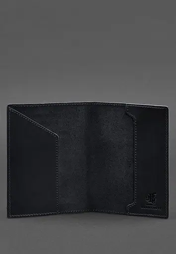 Кожаная обложка для паспорта с гербом Германии темно-синяя Crazy Horse - фото 4