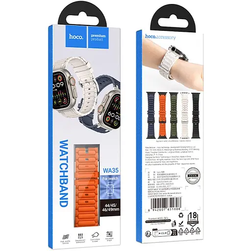 Ремешок Hoco WA35 Emir series thickened silicone strap для Apple watch 38/40/41mm Orange - фото 3