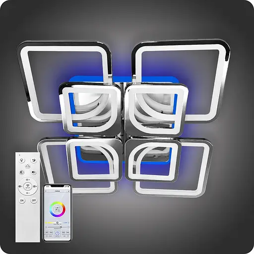 Люстра світлодіодна 517 Light 3color з пультом 240Вт Хром (01176) - фото 2