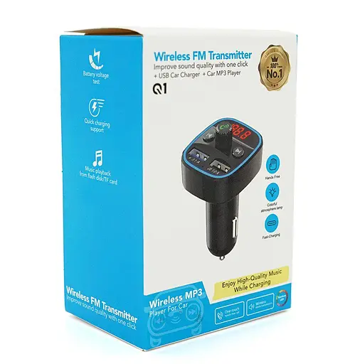 Автомобильный FM трансмиттер модулятор Bluetooth Voltronic FMQ1 3.1A, USB, TF