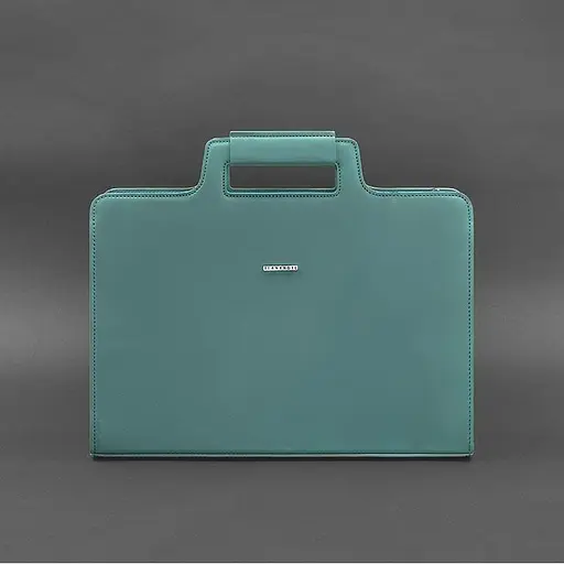 Жіноча шкіряна сумка для ноутбука та документів бірюзова - фото 5