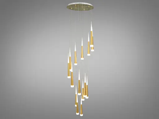 Каскадна світлодіодна люстра для холу потужністю 60 Вт, колір-золото - фото 1