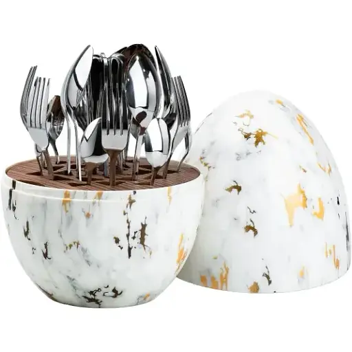 Набір столових приборів TS Kitchen із нержавіючої сталі 24 штуки хромовани мармур  HP7885