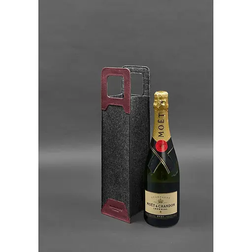 Чехол для вина BlankNote Crazy Horse 1.0 из фетра с кожаными вставками бордовый - фото 6