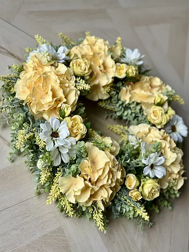 Цветочный декоративный венок на двери Hvoya Летнее желтое утро 50 см - фото 5