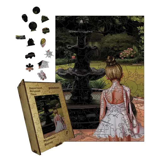 Дерев'яний фігурний пазл Маленька Вінтер, А2, Картонна коробка 300+ елементів