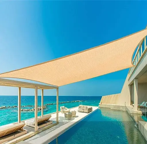 Тент навіс затіняючий квадратний 3х3м Сітка (Молочний) - фото 5