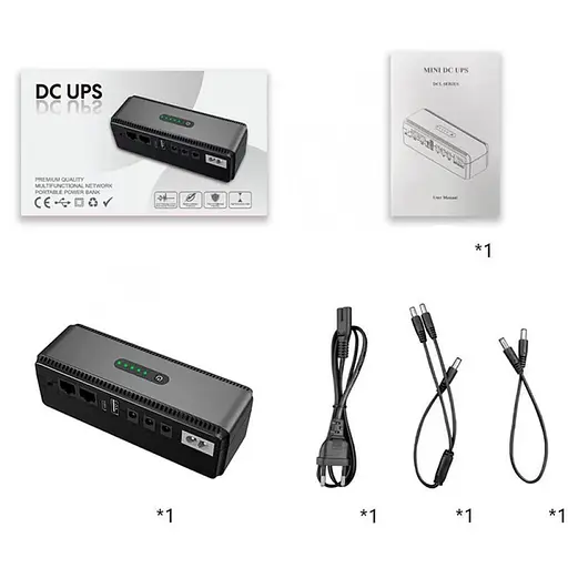 ИБП UPS для роутера, терминала DC1018P 12V/ 9V/ 5V 10400 mAh 18W черный (Дизайн 3, компактный) - фото 6