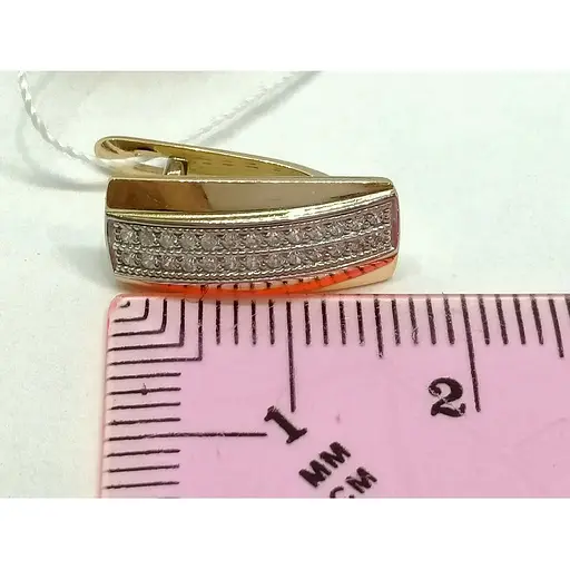 Золоті сережки Харківська ювелірна фабрика з фіанітами. 60152 - фото 5