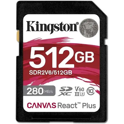 Карта памяти SDXC (UHS-II U3) Kingston Canvas React Plus 512Gb class 10 V60 (R280MB/s, W150MB/s) - фото 1