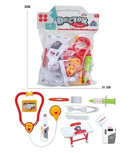 Ігровий набір лікаря, 5507-7, кушетка, стетоскоп, шприц, щипці, пластир, термометр, пульсометр тощо