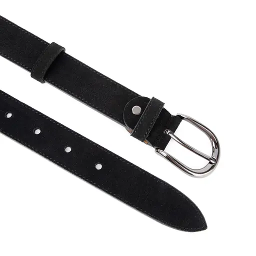 Ремень женский замшевый PS-3413 черный с темной пряжкой (125 см) - фото 3