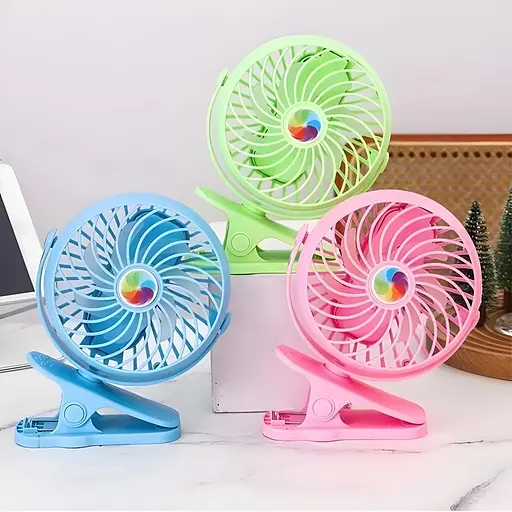 Вентилятор Mini Fan з акумулятором на прищіпці зелений (2628-10) - фото 3