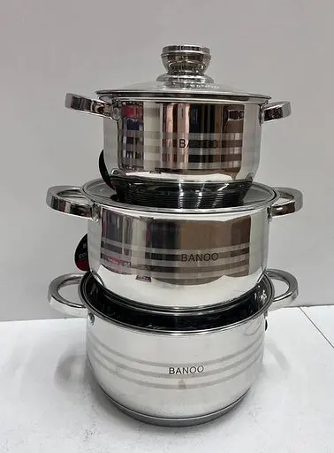 Набор кастрюль Banoo BN-5002 3 кастрюли для всех видов плит 9-слойное дно - фото 3
