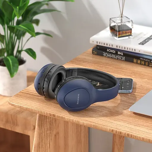 Беспроводные накладные наушники Bluetooth BOROFONE BO19 синий - фото 4