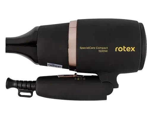 Складной мини-фен Rotex RFF156-B SpecialCare Compact, дорожный для сушки и укладки волос, компактный электрофен 1500 Вт, черный - фото 3