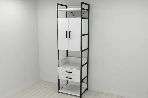 Шкаф Гардероб Уни секция 5 серии Конект Ferrum-decor 220x60x50см Черный металл ДСП Белый 32 мм (FRD-104511) - фото 9