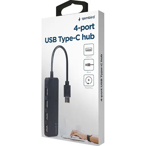 USB-хаб Gembird Type-C на 4 порта USB 2.0 UHB-CM-U2P4-01 (UHB-CM-U2P4-01) - фото 2