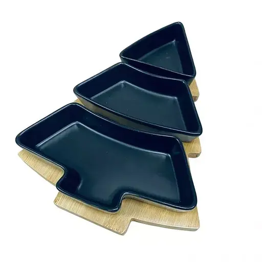 Менажниця 26x15x5 см на підставці Olens 8030-389 на 3 секції ялинка Чорний - фото 1