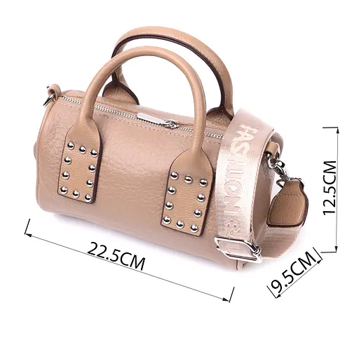 Сумка женская Vintage с металлическими акцентами на ручках из натуральной кожи 22.5х12.5х9.5 см sum0029064 - фото 3