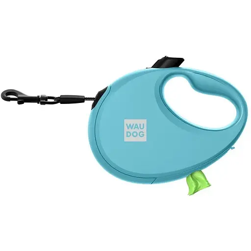 Повідець-рулетка для собак Waudog R-leash з контейнером для пакетів, світловідбивна стрічка, L, до 40 кг, 5 м, блакитний - фото 4