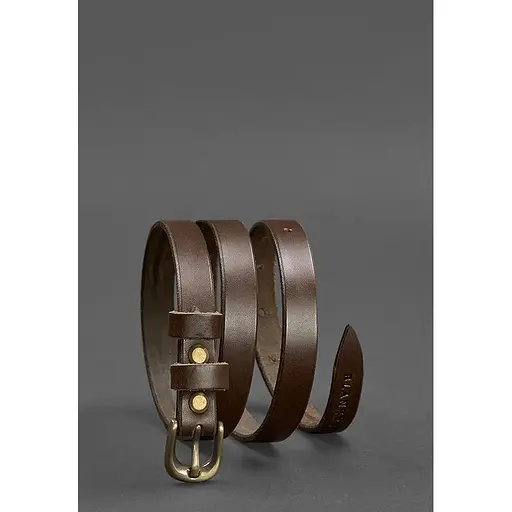 Узкий женский кожаный ремень BlankNot 15 мм Коричневый - фото 4