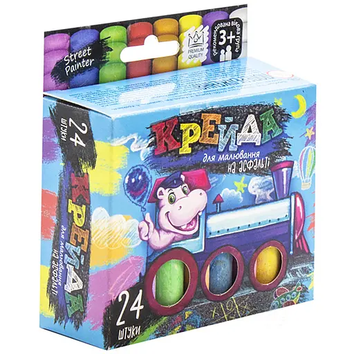 Мел для рисования на асфальте Danko Toys MEL-02-05U 24 шт, тонкий, Укр - фото 1