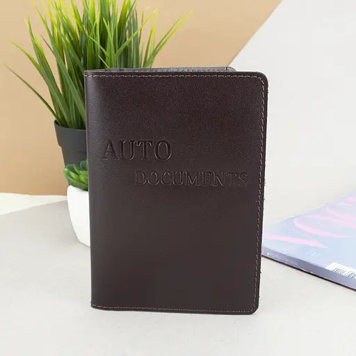 Обложка на права мужская кожаная HC-25 коричневая (на права старого образца) - фото 8