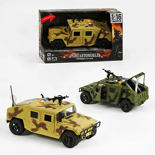 Бронеавтомобиль 36991 TK Group “HMMWV M1114”, масштаб 1:16, звук, подсветка, инерция, откр. двери и багажник, в коробке (6974060113021) МИКС - фото 1
