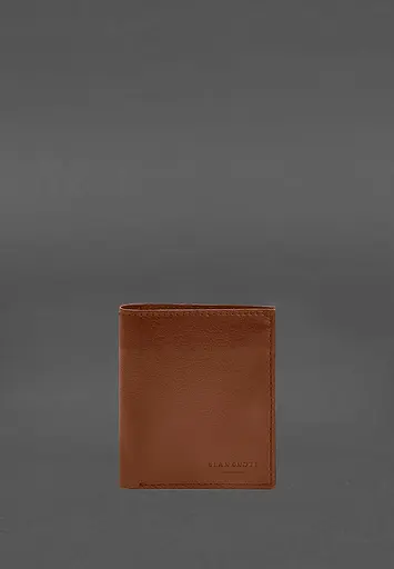 Кожаный портмоне на кнопке Brut светло-коричневый краст - фото 4