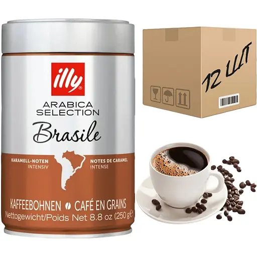 Кава в зернах Illy Brasile Бразилія 250 г ж/б(ящик 12 шт) - фото 1