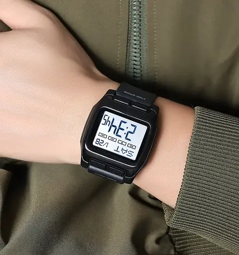 Часы мужские спортивные наручные Skmei 2193 (Черный с белым циферблатом) - фото 4