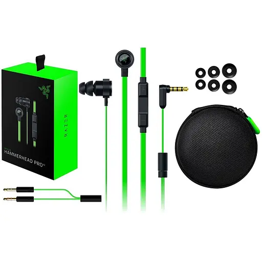 Дротові ігрові навушники Razer Hammerhead Pro V2 3.5 мм mini-Jack Зелені з чорним (59227) - фото 3