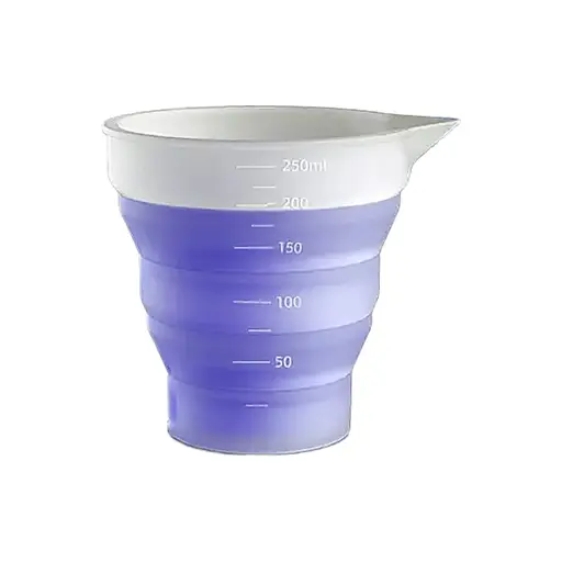 Силіконовий розкладний мірний стакан 250 мл з носиком та градуюванням вимірювальна склянка, Kitchen Master Прозорий 87385 - фото 1