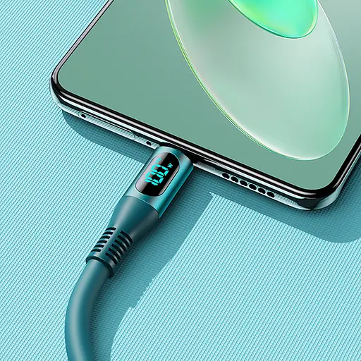 Дата кабель для зарядки с дисплеєм Remax RC-C032 Type-C - Type-C 100W/5А 1,2м Прорезиненный Grey - фото 3