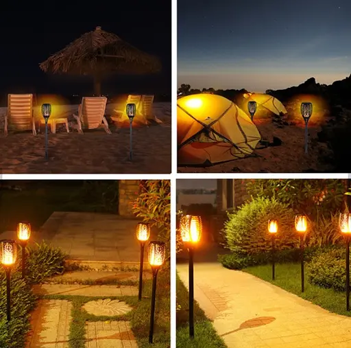 Садовий світильник Solar flame led light sensor activated 51,5см 600 мАг Водонепроникний ліхтар факел Чорний - фото 6