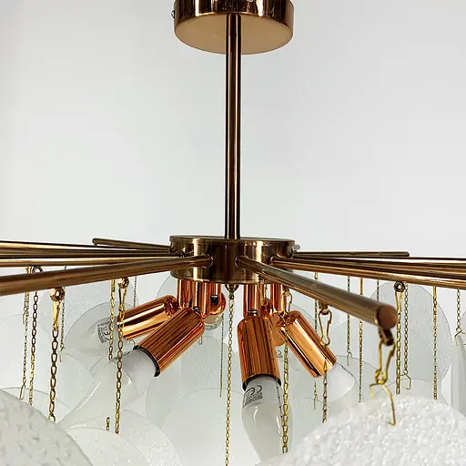 Потолочная люстра в цвете медь с уникальными стеклянными пластинами Line.F Диаметр 80см - фото 5