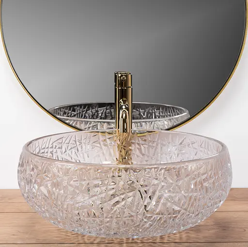 Умивальник Rea Ice Cristal накладний REA-U5070, Прозорий - фото 3