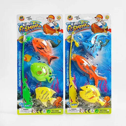 Рыбалка, 3 рыбки, удочка, на листе, 31x14x3 см, 886-1-2-3-4 (в ассортименте)