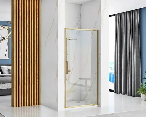 Душевые двери Rea Rapid Swing 100 brushed gold REA-K2503, прозрачный, золотой - фото 2