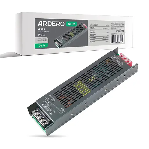 Блок живлення для LED стрічки Ardero LB008 24В 240Вт IP20 (80306) - фото 1