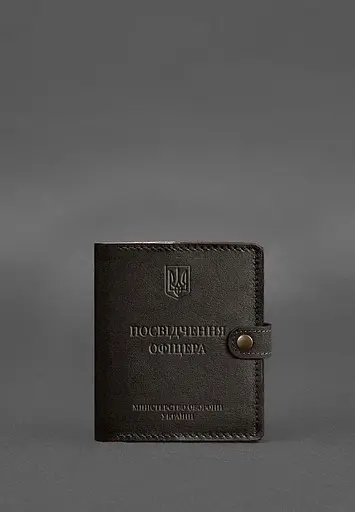 Кожаная обложка-портмоне для удостоверения офицера 11.0 темно-коричневая - фото 2