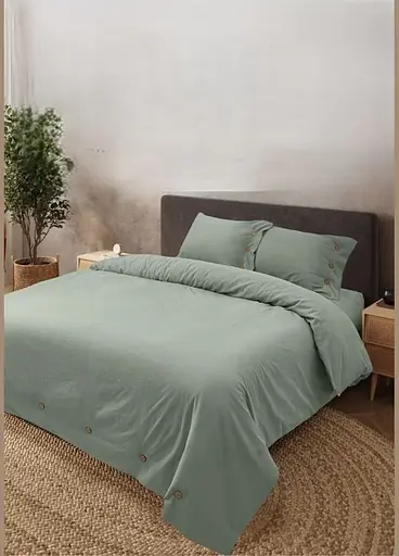 Комплект постельного белья SARRA Двухспальный с простыней на резинке 160х200+30 см Haki ранфорс TC303375982