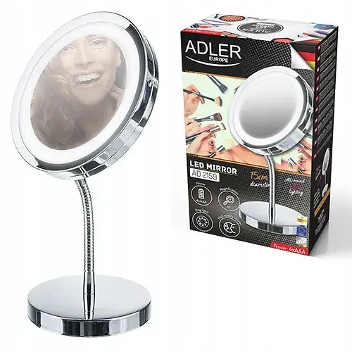 Зеркало Adler AD 2159 яркой LED подсветкой в ​​серебристом хромированном корпусе - фото 5