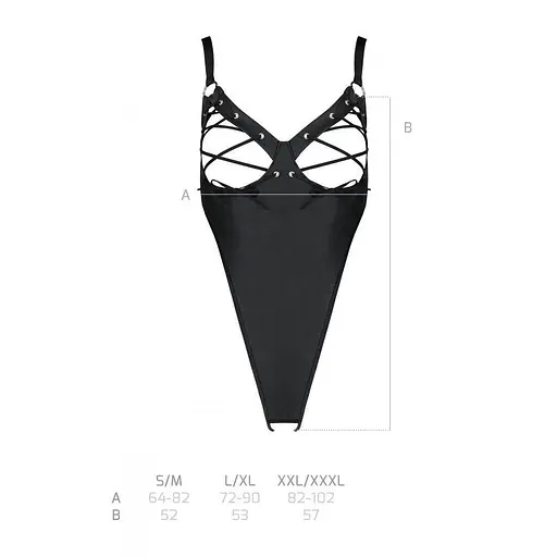 Боди из экокожи Passion Celine Body black: с доступом открытый L/XL - фото 7